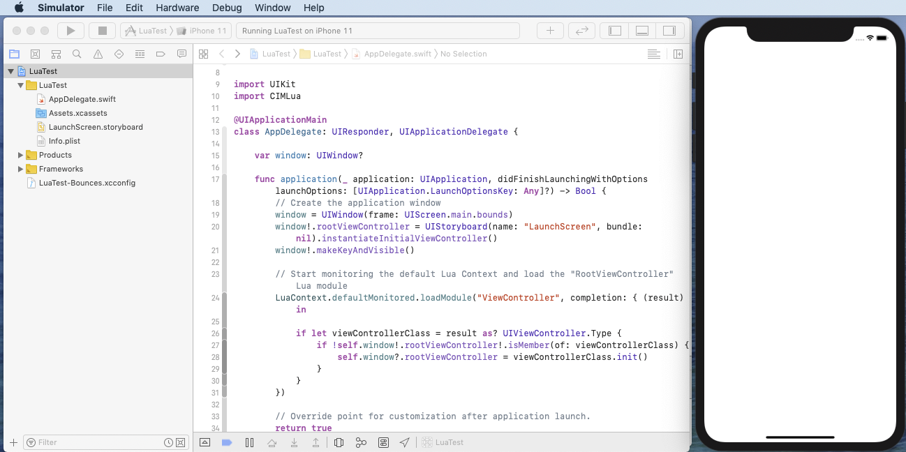 Running the app in Xcode