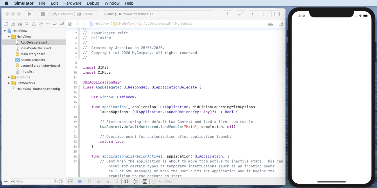 Running the app in Xcode